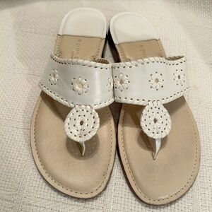 Apostrophe White and Tan Sandals with Classic Design